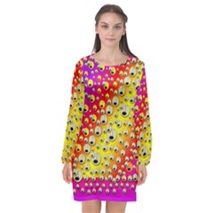 Festive Music Tribute In Rainbows Long Sleeve Chiffon Shift Dress  by pepitasart