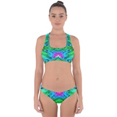 The Tropical Watercolor Peacock Feather Created By Flipstylez Designs  Cross Back Hipster Bikini Set by flipstylezfashionsLLC