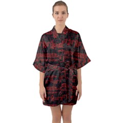 Burgundy Design With Black Zig Zag Pattern Created By Flipstylez Designs Quarter Sleeve Kimono Robe by flipstylezfashionsLLC
