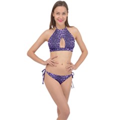 Purple Leopard Cross Front Halter Bikini Set by CasaDiModa