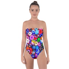 Colorful Beads Tie Back One Piece Swimsuit by FunnyCow