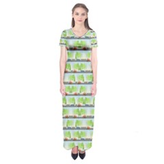 Cars And Trees Pattern Short Sleeve Maxi Dress by linceazul