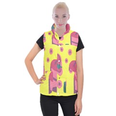 Candy Pink Hat Women s Button Up Vest