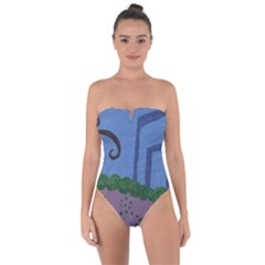 Purple Shoe Tie Back One Piece Swimsuit by snowwhitegirl