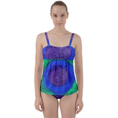 Starry Egg Twist Front Tankini Set