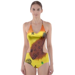 Pirana Eating Flower Cut-out One Piece Swimsuit