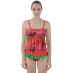 Flying Eyebird Twist Front Tankini Set by snowwhitegirl