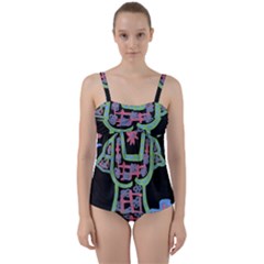 Seagulls Attacking Dress Twist Front Tankini Set