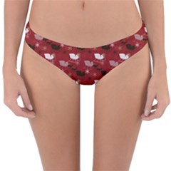 Snow Sleigh Deer Red Reversible Hipster Bikini Bottoms