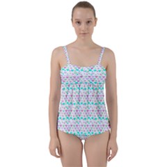 Hearts Butterflies White 1200 Twist Front Tankini Set