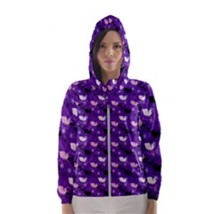 Snow Sleigh Deer Purple Hooded Windbreaker (women)