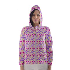 Hearts Butterflies Pink 1200 Hooded Windbreaker (women)