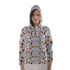 Heart Cherries Grey Hooded Windbreaker (women)