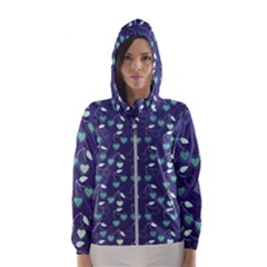 Heart Cherries Blue Hooded Windbreaker (women)