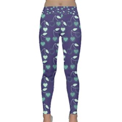 Heart Cherries Blue Classic Yoga Leggings