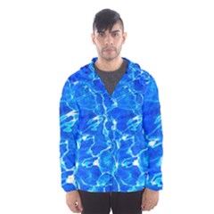 Blue Clear Water Texture Hooded Windbreaker (men) by FunnyCow