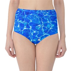 Blue Clear Water Texture Classic High-waist Bikini Bottoms by FunnyCow