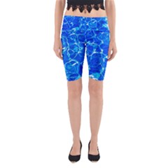 Blue Clear Water Texture Yoga Cropped Leggings by FunnyCow