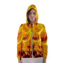 Fire And Flames Hooded Windbreaker (women) by FunnyCow