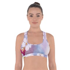 Pink Mist Of Sakura Cross Back Sports Bra by FunnyCow