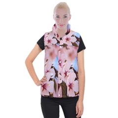 Three Sakura Flowers Women s Button Up Vest by FunnyCow