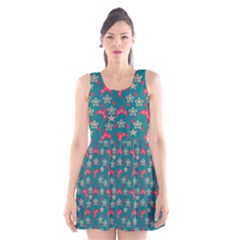 Teal Hats Scoop Neck Skater Dress