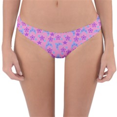 Pink Star Blue Hats Reversible Hipster Bikini Bottoms