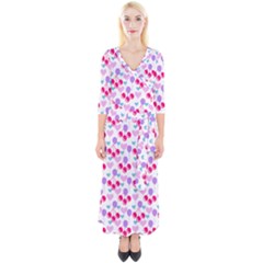 Pastel Cherries Quarter Sleeve Wrap Maxi Dress by snowwhitegirl
