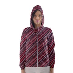 Brownish Diagonal Lines Hooded Windbreaker (women)