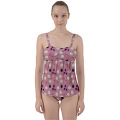 Mauve Dress Twist Front Tankini Set