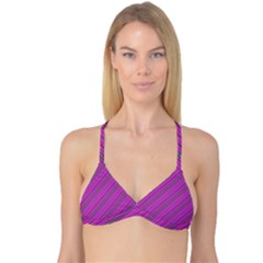 Pink Violet Diagonal Lines Reversible Tri Bikini Top