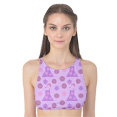 Violet Pink Flower Dress Tank Bikini Top