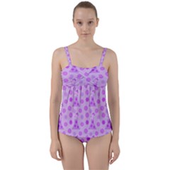 Purple Dress Twist Front Tankini Set