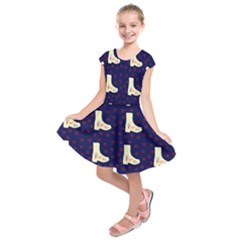 Navy Boots Kids  Short Sleeve Dress