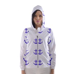 Royal Anchors On White Hooded Windbreaker (women) by snowwhitegirl