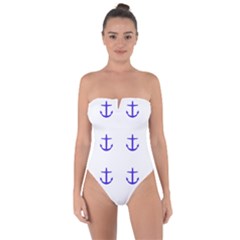 Royal Anchors On White Tie Back One Piece Swimsuit by snowwhitegirl