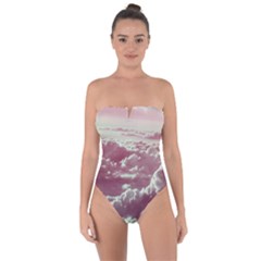 In The Clouds Pink Tie Back One Piece Swimsuit