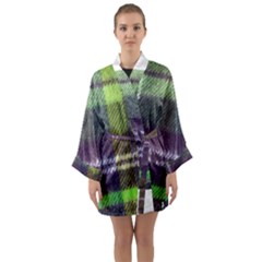 Neon Green Plaid Flannel Long Sleeve Kimono Robe by snowwhitegirl