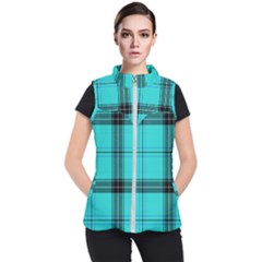 Aqua Plaid Women s Puffer Vest