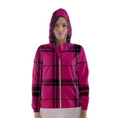 Dark Pink Plaid Hooded Windbreaker (women)