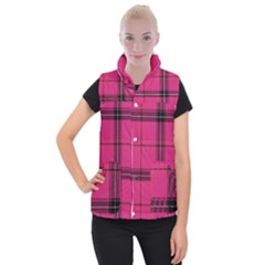 Dark Pink Plaid Women s Button Up Vest