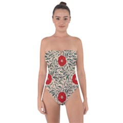 Papanese Floral Red Tie Back One Piece Swimsuit by snowwhitegirl