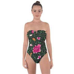 Pink Japan Floral Tie Back One Piece Swimsuit