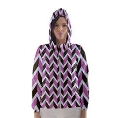 Zigzag Chevron Pattern Pink Brown Hooded Windbreaker (women)