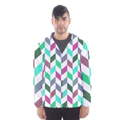 Zigzag Chevron Pattern Aqua Purple Hooded Windbreaker (men)