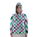 Zigzag Chevron Pattern Aqua Purple Hooded Windbreaker (Women) View1