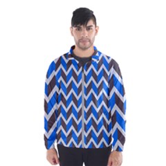 Zigzag Chevron Pattern Blue Grey Windbreaker (men)