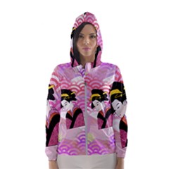 Japanese Abstract Pink Hooded Windbreaker (women)