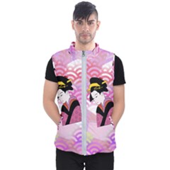 Japanese Abstract Pink Men s Puffer Vest by snowwhitegirl