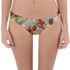 Fruit Blossom Gray Reversible Hipster Bikini Bottoms